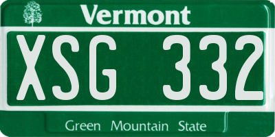 VT license plate XSG332