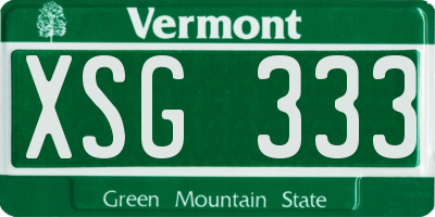 VT license plate XSG333