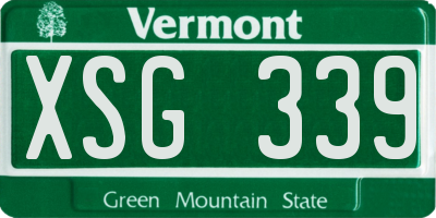 VT license plate XSG339