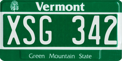 VT license plate XSG342