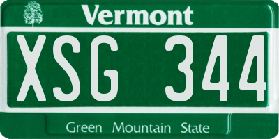 VT license plate XSG344