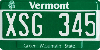 VT license plate XSG345