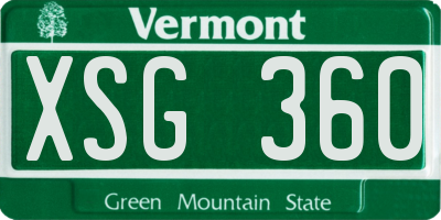 VT license plate XSG360