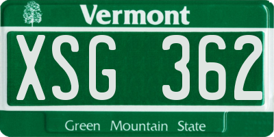 VT license plate XSG362