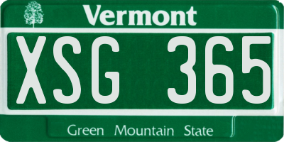 VT license plate XSG365