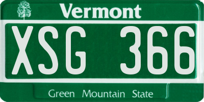 VT license plate XSG366