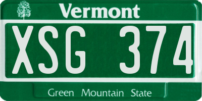 VT license plate XSG374