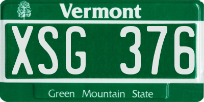 VT license plate XSG376