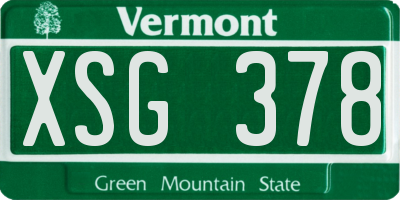VT license plate XSG378