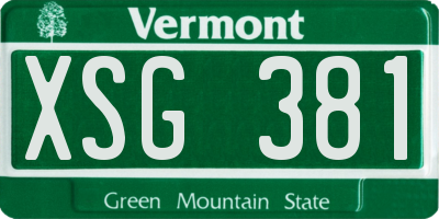 VT license plate XSG381