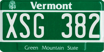 VT license plate XSG382