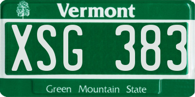 VT license plate XSG383