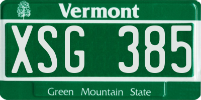 VT license plate XSG385