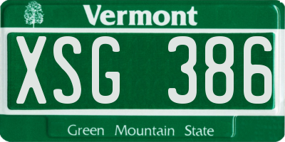 VT license plate XSG386