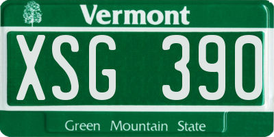 VT license plate XSG390