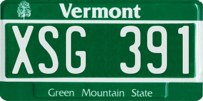 VT license plate XSG391