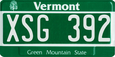 VT license plate XSG392