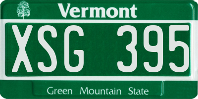 VT license plate XSG395