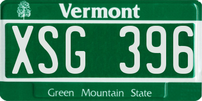 VT license plate XSG396