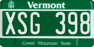 VT license plate XSG398