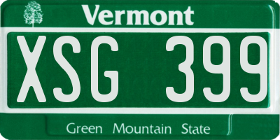 VT license plate XSG399