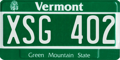 VT license plate XSG402