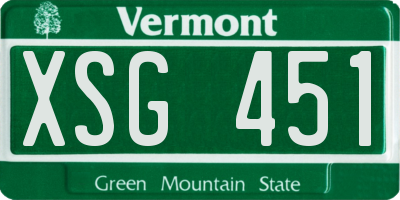 VT license plate XSG451