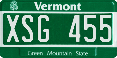 VT license plate XSG455