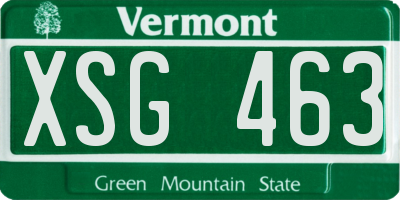 VT license plate XSG463