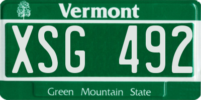 VT license plate XSG492