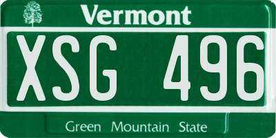 VT license plate XSG496