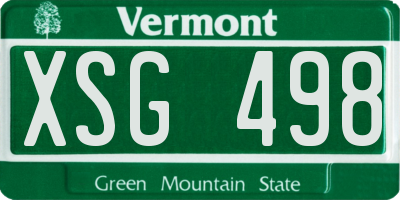 VT license plate XSG498