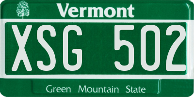 VT license plate XSG502