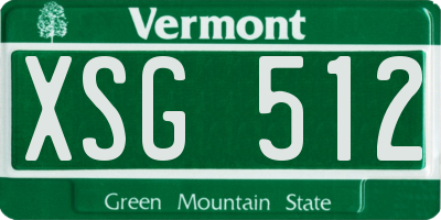 VT license plate XSG512