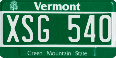 VT license plate XSG540