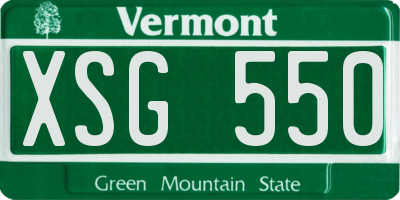 VT license plate XSG550