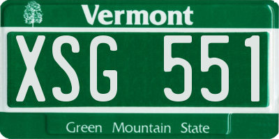 VT license plate XSG551