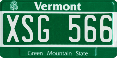 VT license plate XSG566