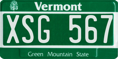 VT license plate XSG567