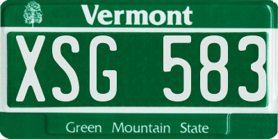 VT license plate XSG583