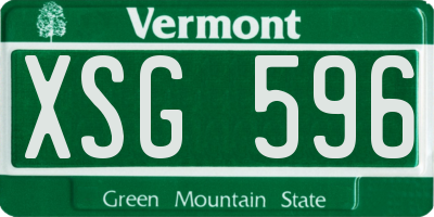 VT license plate XSG596