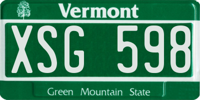 VT license plate XSG598
