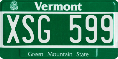 VT license plate XSG599
