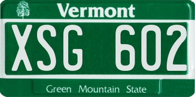 VT license plate XSG602