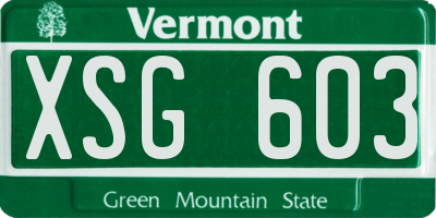 VT license plate XSG603