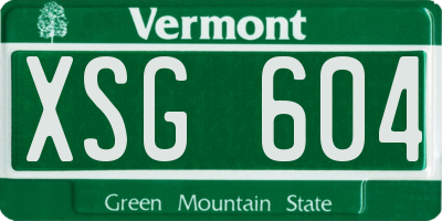 VT license plate XSG604