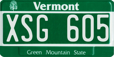 VT license plate XSG605