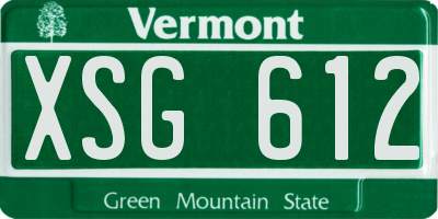 VT license plate XSG612