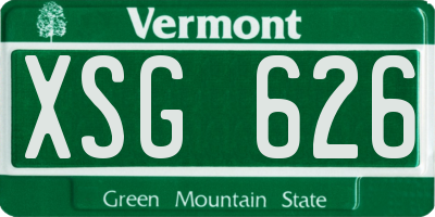 VT license plate XSG626