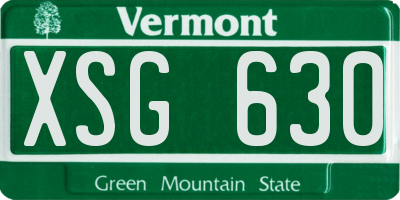 VT license plate XSG630